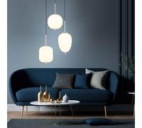 Globo Suspension Plafonnier Lustre 3 Lumières Verre Opal Hauteur 120 cm