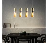 Globo Suspension Plafonnier Plafond Verre Laiton Ambre 4x E27