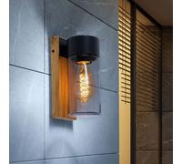 Globo Wandleuchte Extérieure Bois Aspect Jardin LED IP44 Noir, Fumé 22,5 cm