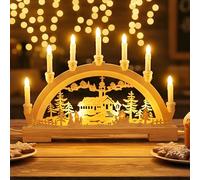 GloBrite Pont de bougies de Noël avec 10 lumières LED - Arche de bougie à piles et LED de village pour décoration d'intérieur
