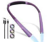 Glocusent Lampe de Lecture de Cou LED pour Lire au Lit, Minuterie de 30 Minutes, 3 Couleurs et 3 Niveaux de Luminosité Réglables, Rechargeable & Longue Durée (Violet)