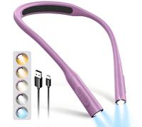 Glocusent Lampe de Lecture pour Liseuse et Livre - Lampe à Suspendre Rechargeable 100h, Lumière Réglable (5 Niveaux & Couleurs) pour Lecture Nuit, Couture. Léger et Confortable (Violet)