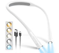 Glocusent Lampe de Lecture pour Liseuse et Livre - Lampe à Suspendre Rechargeable 100h, Lumière Réglable (5 Niveaux & Couleurs) pour Lecture Nuit, Couture. Léger et Confortable (Blanc)
