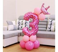 GLOGLOW Ballon Numéro Rose 3 32 Pouces en Aluminium, Ballon d'Anniversaire, Couleur Vive, Grande Taille, Décor Accrocheur, pour Fête, Anniversaire, Mariage, Remise de Diplôme, Baby Shower (Numéro 3