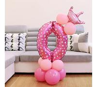 GLOGLOW Ballon Numéro Rose 3 32 Pouces en Aluminium, Ballon d'Anniversaire, Couleur Vive, Grande Taille, Décor Accrocheur, pour Fête, Anniversaire, Mariage, Remise de Diplôme, Baby Shower (Numéro