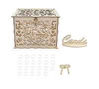GLOGLOW Boîte à Cartes de Mariage, Boîte à Cartes Rustique en Bois ajouré pour Enveloppe d'argent de Mariage, pour Réception de Mariage, Fête de Remise de Diplôme, Fête Prénatale,