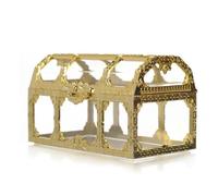 GLOGLOW Lot de 12 Boîtes à Trésors Pirates, Petits Contenants à Dragées en Plastique Transparent de 9 X 6,3 X 6 Cm, Bordure Dorée Galvanisée, Bords Lisses pour Bonbons de Mariage, Friandises