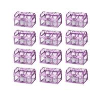 GLOGLOW Lot de 12 Boîtes à Trésors Pirates, Petits Contenants à Dragées en Plastique Transparent de 9 X 6,3 X 6 Cm, Bordure Dorée Galvanisée, Bords Lisses pour Bonbons de Mariage, Friandises
