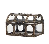 GLOGLOW Lot de 12 Boîtes à Trésors Pirates, Petits Contenants à Dragées en Plastique Transparent de 9 X 6,3 X 6 Cm, Bordure Dorée Galvanisée, Bords Lisses pour Bonbons de Mariage, Friandises