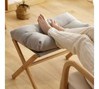 GLOGLOW Ottomans Ottoman en Bambou et Velours Flocon de Neige avec Siège rembourré, Pieds Robustes, Repose-Pieds Compact pour Salon, Chambre à Coucher, Bureau, vanité, Tabouret Pliable avec Coussin,