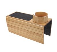 GLOGLOW Plateau Porte-gobelet de canapé en Bambou, Accoudoir de canapé, Table de Bras de avec Coussinet Antidérapant et Porte-gobelet pour café, Téléphone, Collations, Livres à