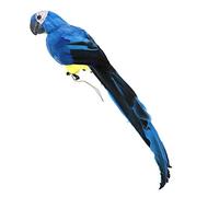 GLOGLOW Plumes et Boas 17,7 Pouces Perroquet de Simulation Bleu avec Yeux Intégrés Léger 1,8 Oz pour Arbre de Jardin Pièce Maîtresse de Mariage Fête dans la Jungle Décor d'oiseau Artificiel Plume