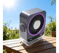 GLOGLOW Ventilateurs de Table avec Boîtier ABS, 199 Vitesses, Batterie 3600 MAh, Affichage LED, Flux d'air Turbo Silencieux pour la Maison, le Bureau, les Voyages, le Camping, Ventilateur de Bureau