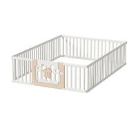 GLOKID Parc Bébé Modulable Pliable en Bois, 180x200cm, Parc de Jeu Rectangulaire avec Porte, Espace de Sécurité Intérieur Extérieur pour Bébé 0-24 Mois, Facile à Assembler
