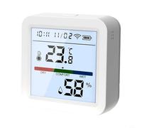 Glomc Capteur d'humidité de température avec écran rétroéclairé et option Celsius/Fahrenheit, ABS blanc, pour Tuya pour Zigbee pour Smartlife pour ALEXA, pour surveillance du climat intérieur