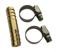 Glomc Connecteur de tuyau en laiton de 2,5 cm avec collier de serrage en acier inoxydable, pour tuyau de lave-vaisselle et systèmes de tuyau d'arrosage, finition cuivre pour une utilisation en plein