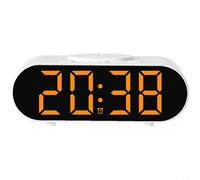 Glomc Horloge de charge sans fil, alarme numérique LED multifonctionnelle avec commande vocale, charge rapide 15 W, veilleuse réglable, triple alarmes pour chambre à coucher, bureau (orange)