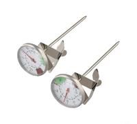 Glomc Lot de 2 thermomètres à mousse de lait avec sonde en acier inoxydable et grand cadran résistant à la buée pour un café précis, pour cappuccino, latte et chocolat chaud à la maison