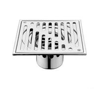 Glomc Siphon de sol carré en acier inoxydable avec débit d'eau rapide, anti-obstruction, évacuation des odeurs pour extérieur, cour, piscine, garage, 150 x 150 mm, argenté (150 x 150 mm)