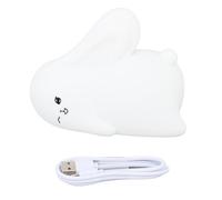 Glomora Veilleuse en silicone en forme de lapin mignon, rechargeable par USB, LED 1200 mAh, lampe de nuit alimentée pour chambre à coucher, décoration de chevet d'enfant, Noël,