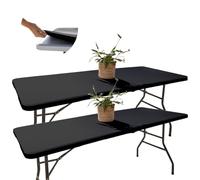 Glop Lot de 2 Nappes Table Pliante 120 cm Noires | Housses de Plateau Ajustées (121x76) - Tissu Spandex Déperlant pour Bureau, Stand Modulable & DJ