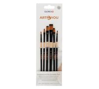 GLOREX 6 1825 031 - Set de 6 pinceaux en poils synthétiques Hobby, plat, Tailles 1, 3, 6, 8, 10, 12