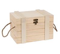 GLOREX 6 2003 360 Coffre à trésor en bois avec poignées et fermeture, 24 x 16,5 x 15,5 cm, bois certifié FSC