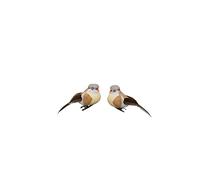 Glorex- figurka 072-Lot de 2 Oiseaux décoratifs en Gris, Orange et Marron, env. 7 x 3 cm, pour la décoration et Le Cadeau, 6 7101 072