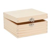 GLOREX GmbH 6 1682 001 bois Coffret en pin, rectangulaire, FSC Mix, Bois, naturel, 16 x 16 x 8,5 cm