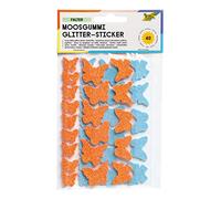 Glorex GmbH Folia 23793-Caoutchouc Mousse à Paillettes, Lot de 40 Autocollants Papillon Orange/Bleu Assortis