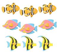 GLOREX- Lot de 12 Autocollants en Caoutchouc Mousse en Forme de Poisson-Différents Motifs-Idéal décorer des Cartes de vœux, pour Le Scrapbooking, etc, 6 2247 707, coloré, Unique