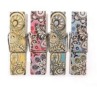 GLOREX Pinces en Bois Imprimé 4st SB 7,2 x 1,8 cm, Bouleau, Bois, Multicolore, 13 x 11,5 x 1,5 cm