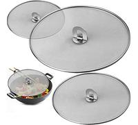 GLORHA 3Pcs Anti-Éclaboussures Couvercle, Couvercle Anti Projection en Acier Inoxydable 33cm 29 cm 25cm pour Poêle à Frire de Cuisine