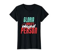 Gloria World's Okayest Person Funny Gloria Nom Dire T-Shirt Graphique avec Valeur, Femme, Noir, S