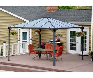 Gloriette de jardin moderne en métal Palermo 3.6 x 3.6m Palram - Canopia Heat Block anthracite