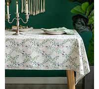 Glory Season Nappe rectangulaire 100% imperméable en Lin à imprimé Floral en Toile de Jute, Nappe de Table en Vinyle TPU pour Cuisine, Salle à Manger et fête, 140 x 259,1 cm