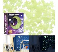Glow in The Dark Stars Stickers Muraux, Auto-adhésif 200 Pièces 3D Étoiles Lumineuses et Lune pour Chambre à Coucher Espace Veilleuse Chambre
