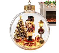 Glowing Christmas Diorama Ornament - Light Lighted Holiday Pendant Light | Clear Lighted Pendant Features A Charming Mini Holiday Scene That Illuminates With A Warm, Festive Glow.