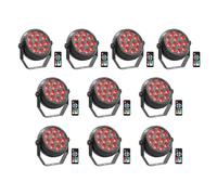 Glowingstage 10PCS Mini RGB Projecteur Par LED Batterie, 12 LED Rechargeables Jeux de Lumiere avec Télécommande et Son Activé, Lumiere de Scène pour Fêtes, DJ, Disco, Bar, Mariage, Halloween, Noël
