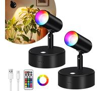 Glowlit Lampe Murale Sans Fil RGBW, 2 Pièces, Noir | 5000mah, Spot Led Rechargeable, Avec Télécommande, Applique Murale Intérieure, Pour Chambre Plantes Eclairage Tableau