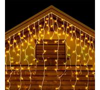 Glowster Guirlande lumineuse LED en forme de stalactite, alimentée par 3 piles AA. Émettent une lumière blanche chaude, 10 m de long et 0,6 m de large, parfaites pour les environnements chaleureux et
