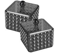 GLSTOY Organisateur de Maquillage en Acrylique Noir 2pcs pour Rangement Cotons et Accessoires Cheveux sur Coiffeuse Design Élégant et Fonctionnel