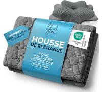Glückstoff® Taie d’Oreiller pour Oreiller Ergonomique [Effet Frais & Chaud] en Fibre de Bambou et Spandex | Douce & Moelleuse | Housse de Remplacement | Grise | Version: Ergo