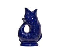 Gluggle Jug Pichet à glug bleu cobalt XL 28 cm, 1,4 l, en forme de poisson, pour cocktail, vin et gin, carafe à décanter ou vase fabriqué à la main au Royaume-Uni
