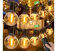 GLUROO Guirlande Lumineuse Exterieure Dimmable 45M, Guirlande Guinguette Exterieur avec Télécommande, 75+2 G40 Ampoules Incassables, Imperméable Blanche Chaude Guirlande Lumières pour Jardin