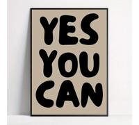 GLWDME 1 pièce 40 x 50 cm Yes You Can Toile murale avec citations inspirantes Poster d'affirmation positive et impressions, peinture murale pour salon (sans cadre)