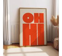 GLWDME 1 pièce 40 x 60 cm, décoration d'art moderne OH HI police rouge, design minimaliste sur toile, affiches et impressions, peinture murale pour salon (sans cadre)