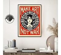 GLWDME 1 pièce 60 x 80 cm Art moderne « Make Art Not Wars » Citation inspirante sur toile pour chambre à coucher, affiches et impressions, peinture murale pour salon (sans cadre)
