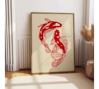 GLWDME 1 toile de 40 x 50 cm, carpe koï rouge japonaise, décoration murale pour chambre à coucher, affiches et impressions, peinture murale pour salon (sans cadre)