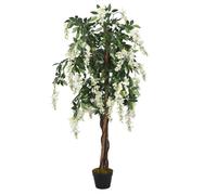 Glycine Artificielle 560 Feuilles - vidaXL - plastique - blanc - 80 cm &FR74382